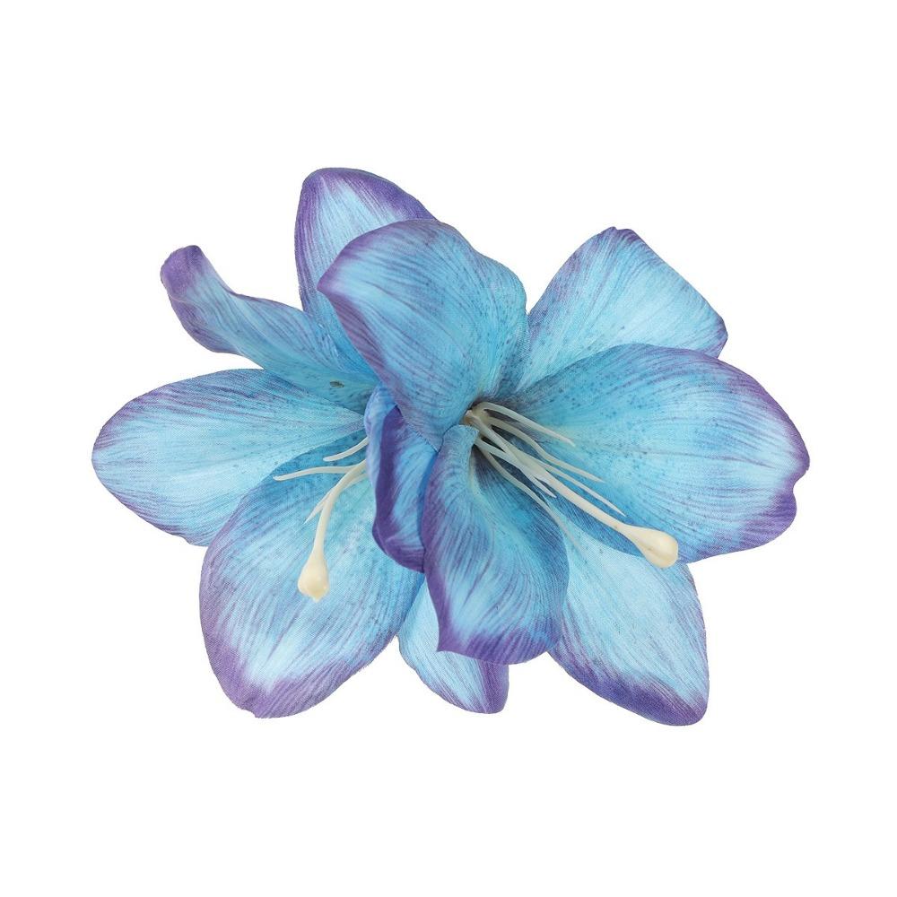 Bohemian Style Duckbill Hairpin Multicolor Bridal Barrettes Lily Flower Hair Clip Hawaii Theme синий