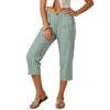 Pantaloni Corti da Donna a Righe Verticali Vita Alta Gamba Larga con Chiusura a Bottone e Tasche Laterali per l'Uso Quotidiano