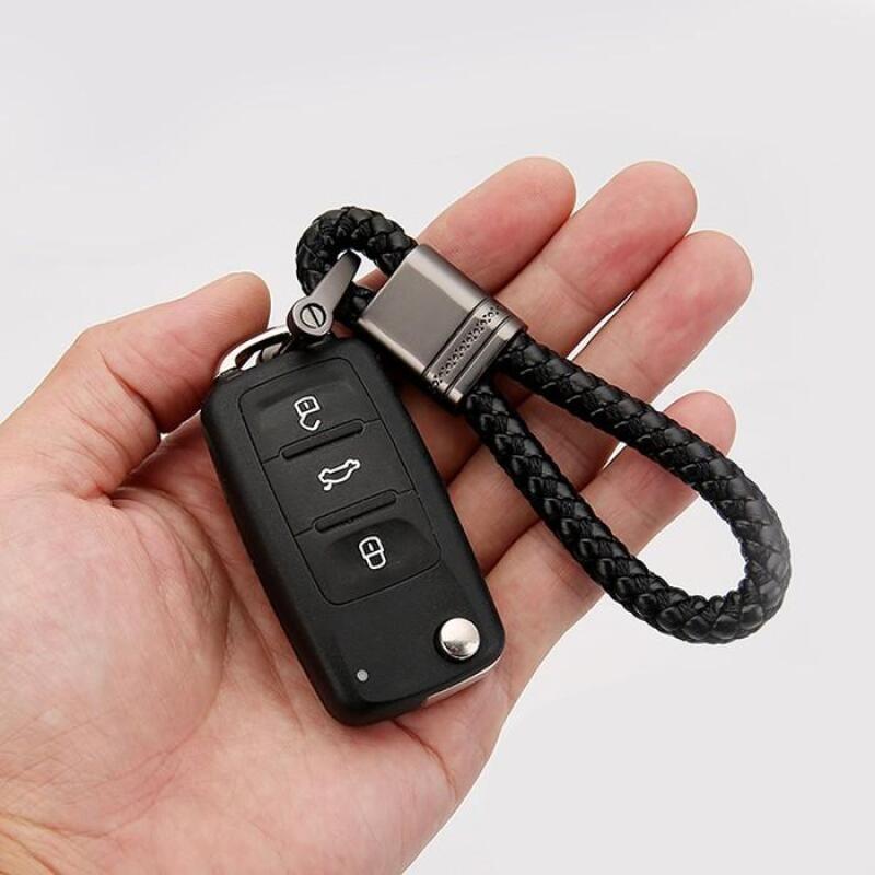 Premium Chaki Keyring Keychain Leather AirPod Smart Holder 1-Chaki Keyring-Black