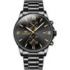 OLEVS Black Steel Mesh Belt Quartz Watch Men Ultra Thin Chronograph Luxury Brand Waterproof Male Watches Relogios Masculinos