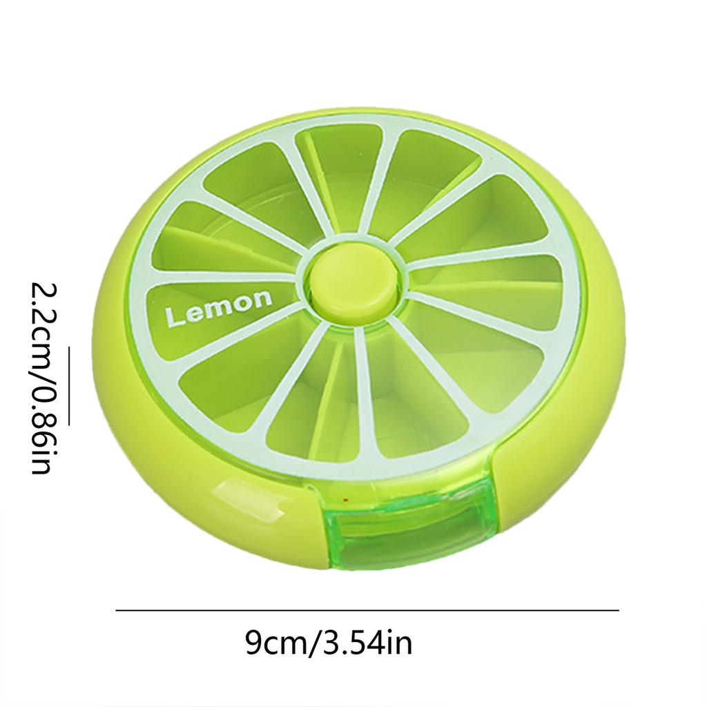 Tragbare Pillendose Wöchentlich Drehbar Teilbar Fruchtpunkte Medikament zum Mitnehmen Mini Medikamentenboxen Medizin Reise Pillendose