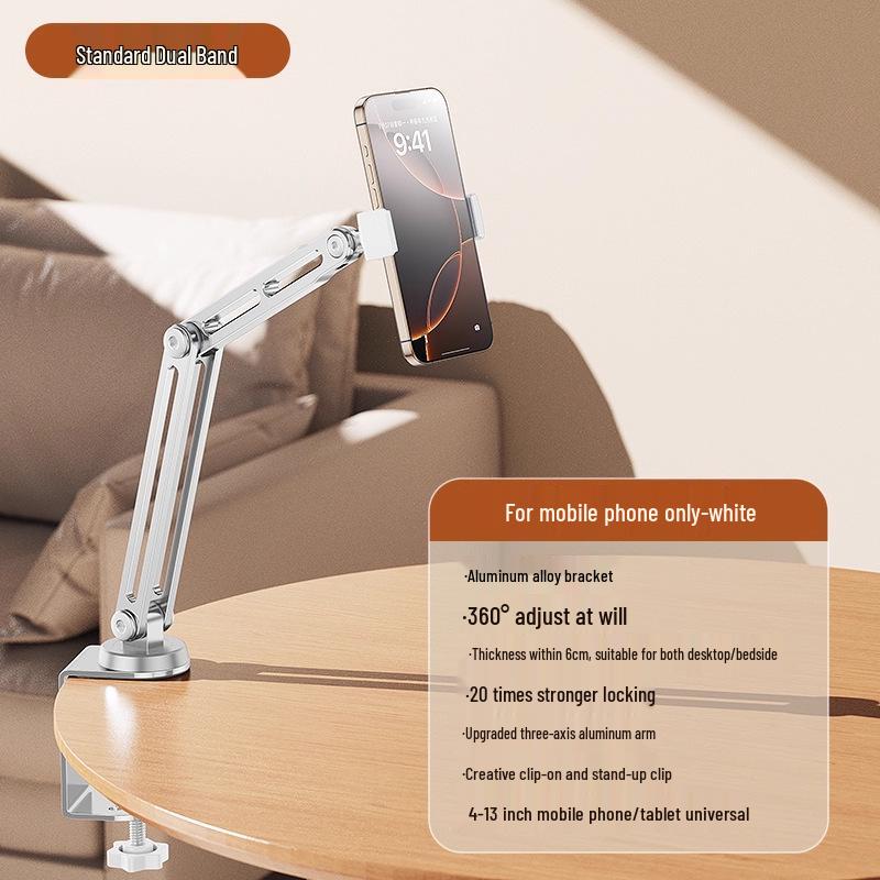 Universal Aluminum Alloy Folding Tablet Phone Stand: Adjustable Cantilever for Bedside/Desktop Use