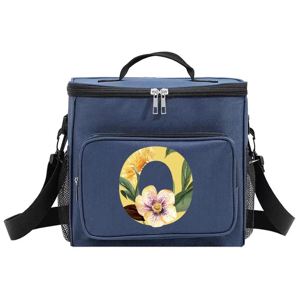Lunch Bag Thermal Organizer Handbag Insulated Bags Cooler Box Camping Shoulder Storage Lunchbag for Men and Women Floral Series