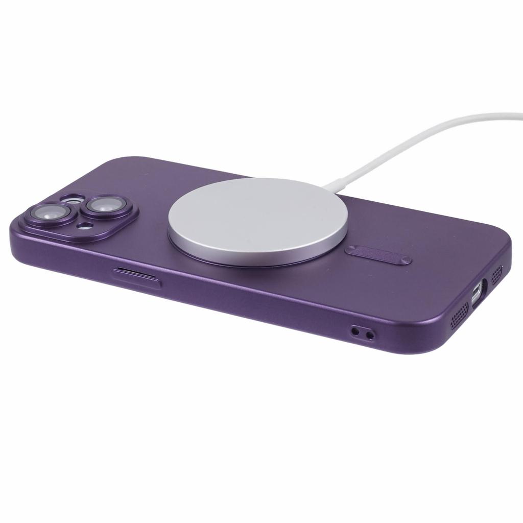 For iPhone 15 TPU Slim Case Rubberized Phone Cover with Lens Film Compatible with MagSafe