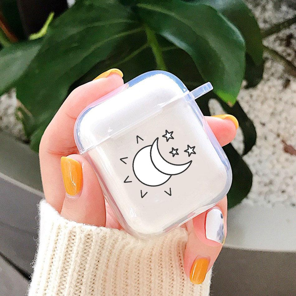 

Fashion Sun Moon Case for AirPods Pro 2 1 Cover Cute Whireless Earphone Fundas for Airpod Pro2 Case for AirPods 3 4 Clear Covers Airpods 3rd