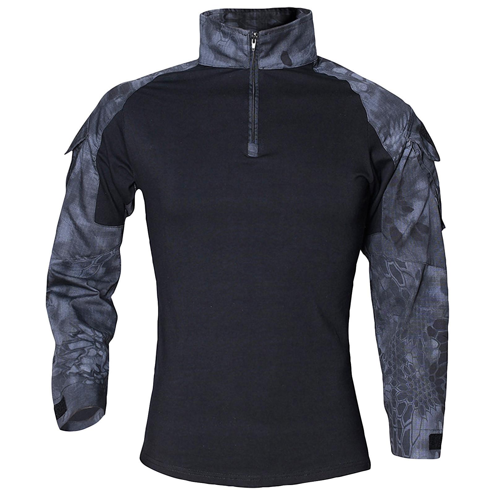 

Мужской камуфляжный топ с лацканами на молнии, свободный, с длинным рукавом, мужской повседневный модный топ с длинным рукавом L