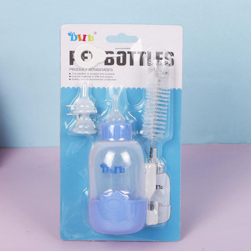 

5-piece Set of 100ml Silicone Footprint Anti-scald Pet Milk Bottle for Newborn Kittens 100ml синий