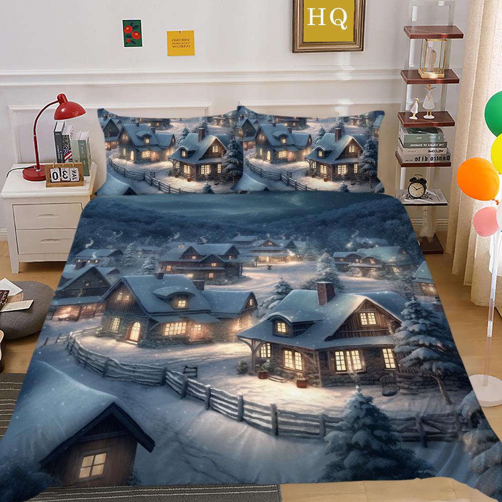 Crăciun Imprimat Home Lenjerie Queen Size Poliester Lenjerie de pat Copii Cuverturi Drăguțe de Înaltă Calitate