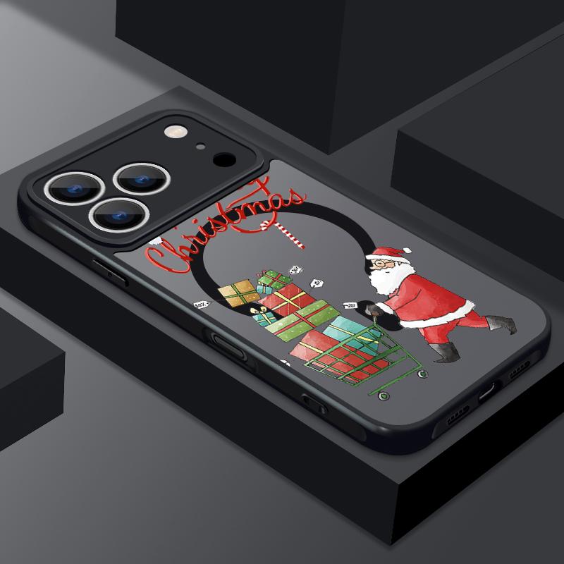 Christmas Snowman Print Magnetic Phone Case For iPhone Air 17 16 15 14 Pro Max 13 12 Pro Max 11 16 Plus Shockproof Acrylic Cover