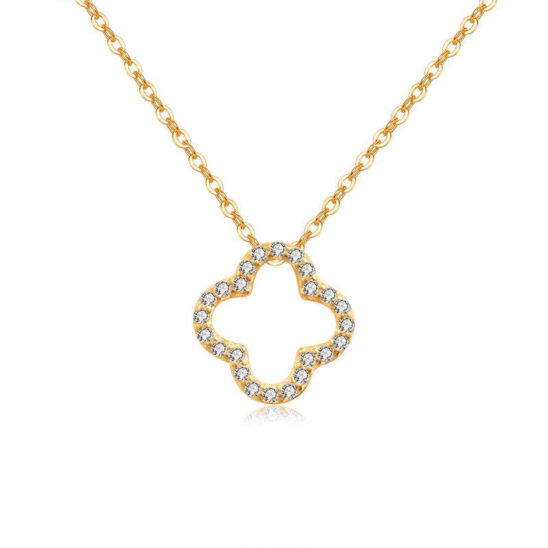 Elegant Openwork Four-leaf Clover Necklace - Women's High-end Pendant