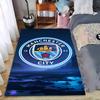 """Manchester City” logotipas kilimas su mėlynu vandenyno nakties fonu” Tinka naudoti kaip neslystantis kilimėlis svetainės, miegamojo sofoms"""