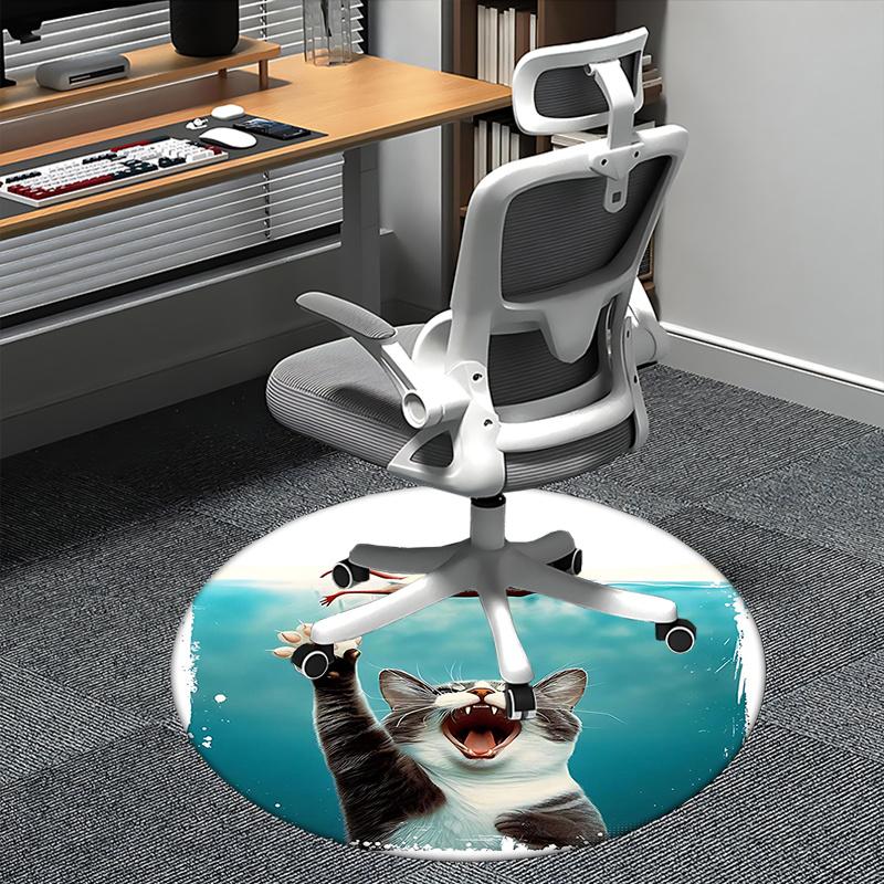 

Cat and Mouse Print,Underwater Adventure Design Chair mat Round Rug Office carpet, Machine Washable, Non slip, Suitable for Living Rooms, Bedrooms 80cm