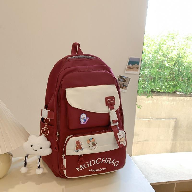 Fashion Contrasting Schoolbag for Women  Large Capacity Junior High School Students Lightweight Backpack for High School Students