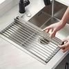 Utensilien-Abtropfgestell Edelstahl Über-Spüle Geschirrtrockengestell Faltbare & Rollbare Spülbecken-Abtropfmatte Multifunktionales Abtropfgestell für Zuhause