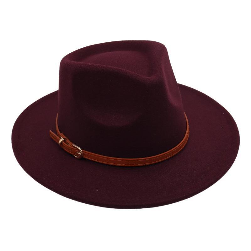 Top Hat Jazz Hat Men'S And Women'S Plush Felt Hat Wool Hat Belt Buckle Tide