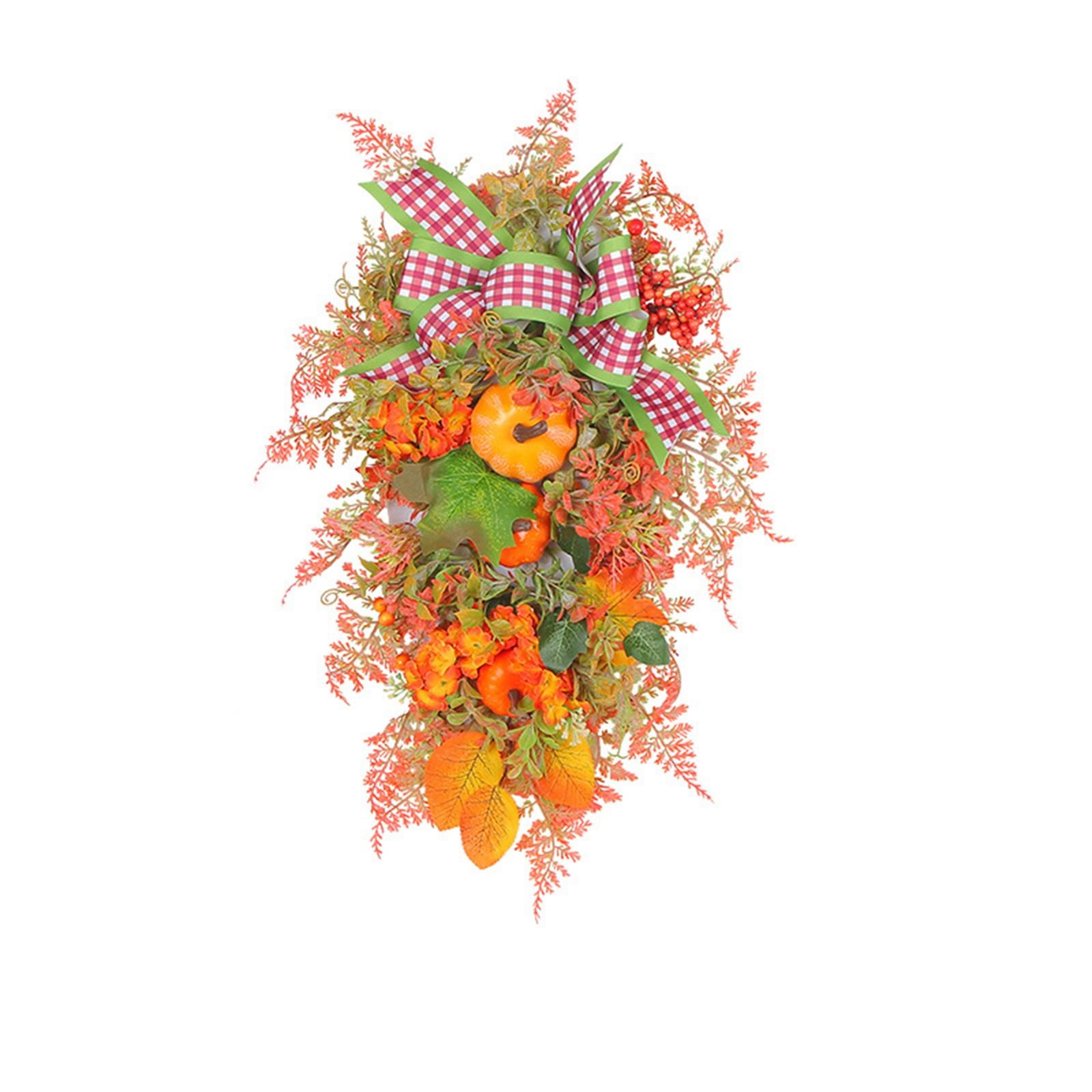 Fall Wreath, Maple Leaf Thanksgiving Door Wreath For Halloween Decoration