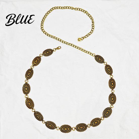 Women Adjustable Waist Strap Chain Bohemia Style Denim Belt Alloy