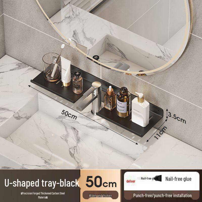 

Настенная полка для хранения в ванной комнате с зеркалом и полками для смесителя