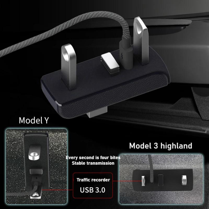 Glove Box Docking Station for Tesla Model 3 Y 3+ Y Juniper USB Hub Ports Car 4-in-1 USB Extender Charger Upgrade Data Transfer