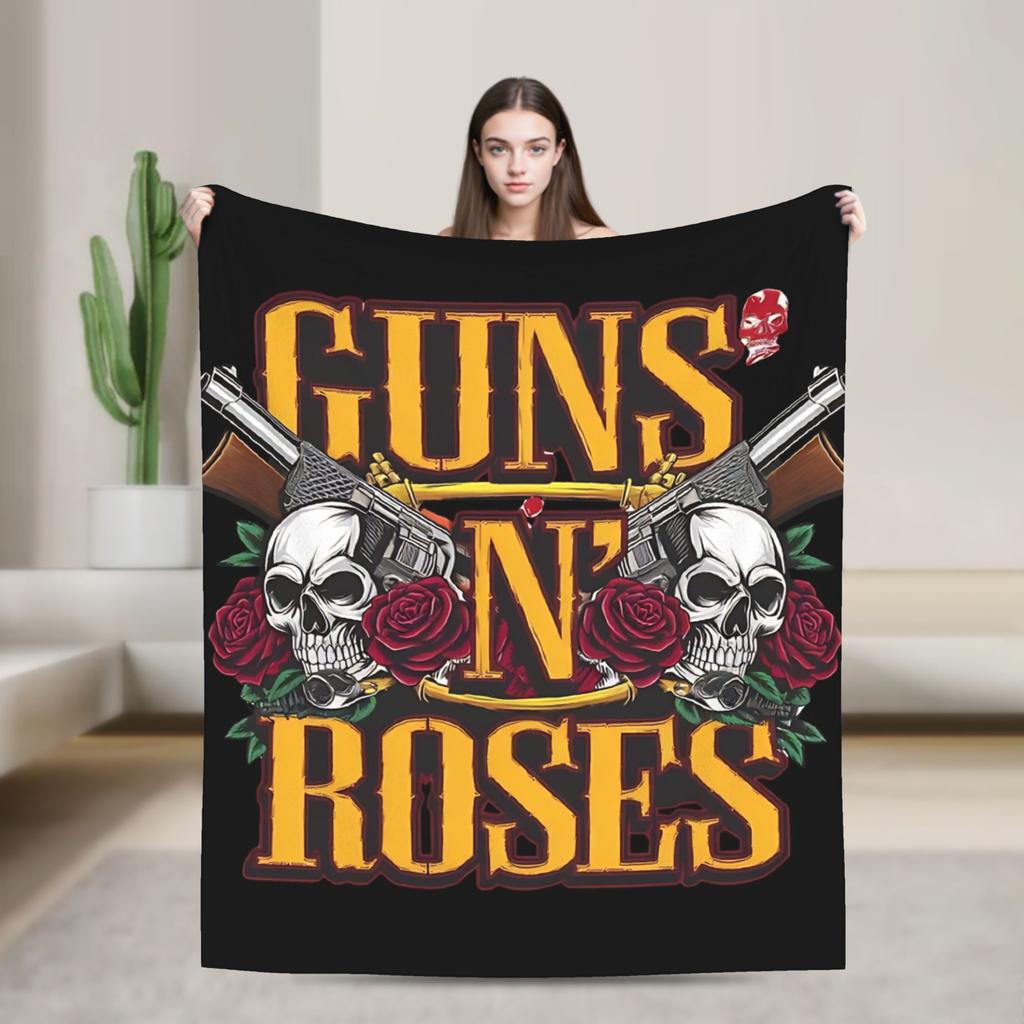 Guns N Roses Band  Blanket  Decorative Flannel Throw Blanket For Couch Bed Soft Warm Custom Quality Bedspread Gift