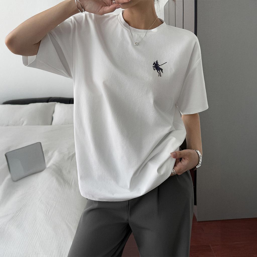 Fashion High Street Women's Casual Vacation Style Solid Color Round Neck Printed Short-sleeved Top for Women's T-shirt