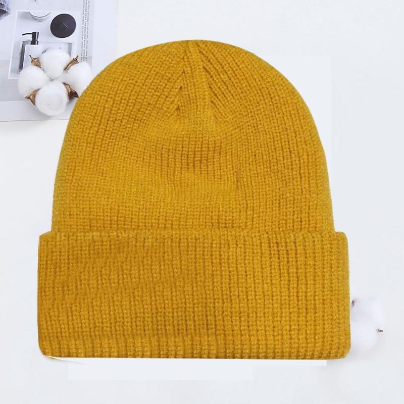 Winter knitted hat embroidered wool hat warm men's and women's simple fashion acrylic pullover hat
