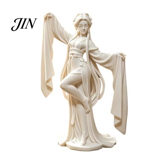 Fine Water Sleeve Dancer 3D Printed Ancient Chinese Ornament, Elegant Flowing Figurine, Traditional Home Decor Oriental Aesthetic Desktop for Tea Room