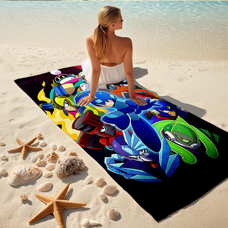 1Pc Mega Man Adventure Beach Towel Quick Dry Multiuse For Beach Pool Gym Yoga Home Travel Christmas Halloween Xmas Gift N1482