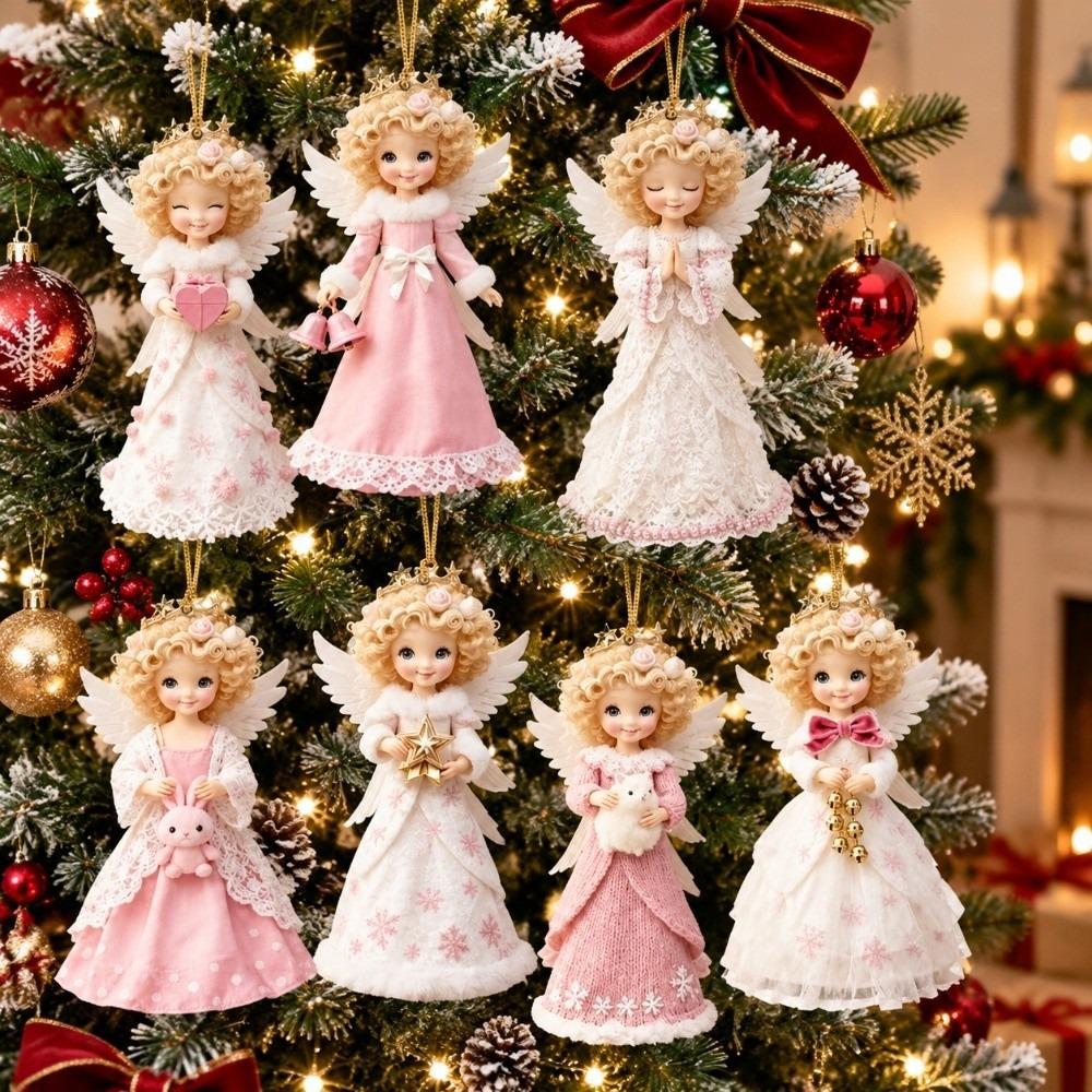 8 pcs Colorful Design Christmas Tree Ornaments Wooden Xmas Decoration Holiday Party