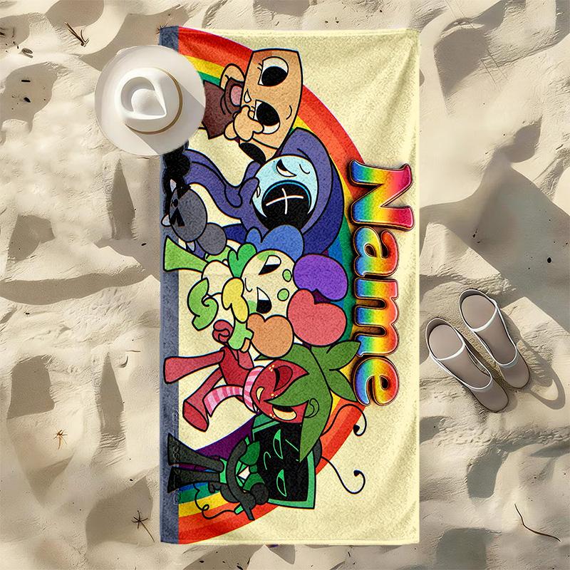 Custom Name Cute Characters Stylish printed beach towel,a quick-drying, absorbent mat suitable for the beach, pool, gym, and travel fans gift