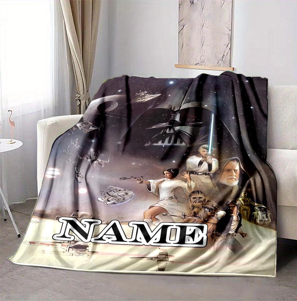 Custom Name Darth Vader Lightsaber Flannel Blanket Throw Blanket Soft Warm Sofa Bed Decor Unique Gift