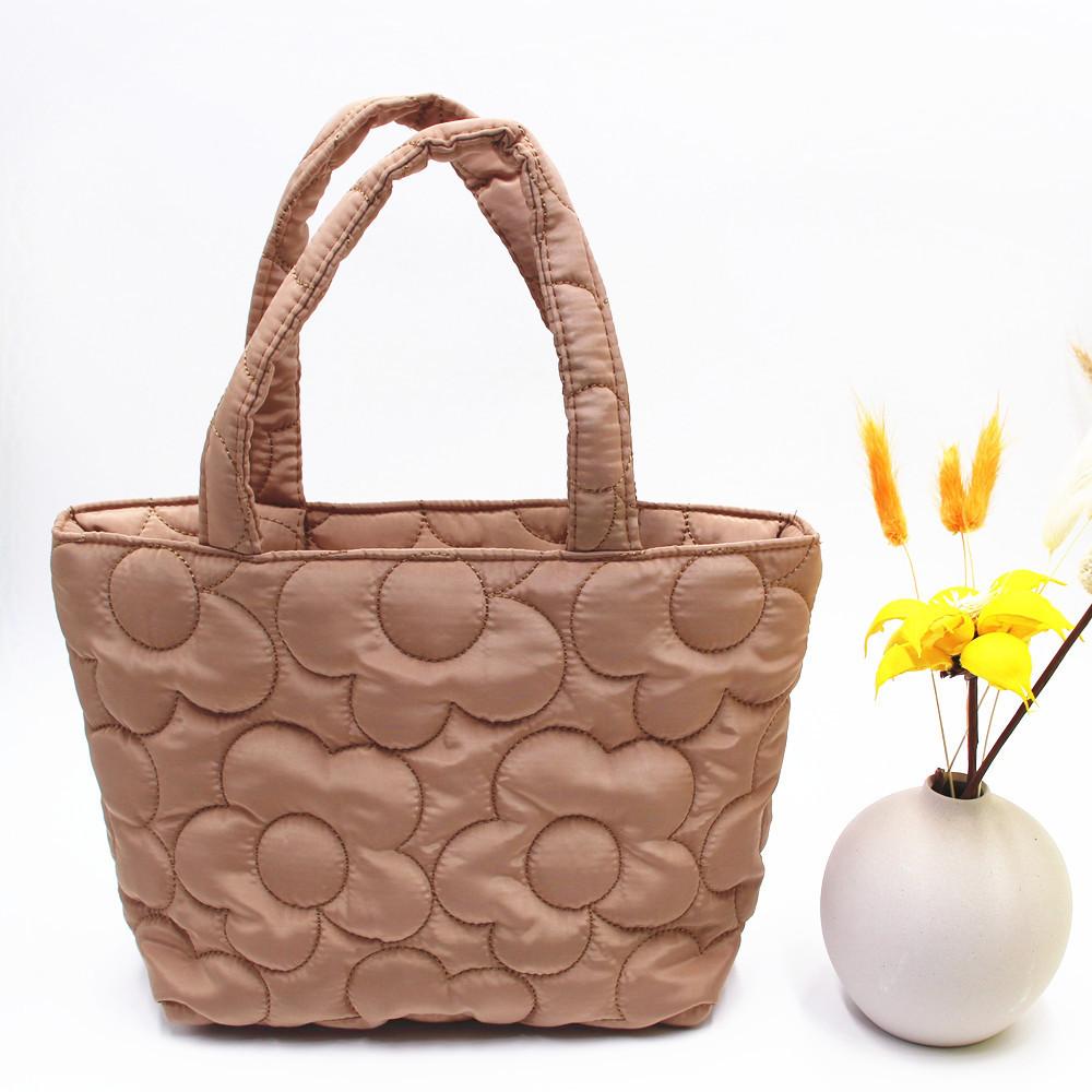 

Сумка осень-зима женская одно плечо цветок стеганая хлопковая сумка повседневная мода хлопковая плиссированная сумка облако кофейный