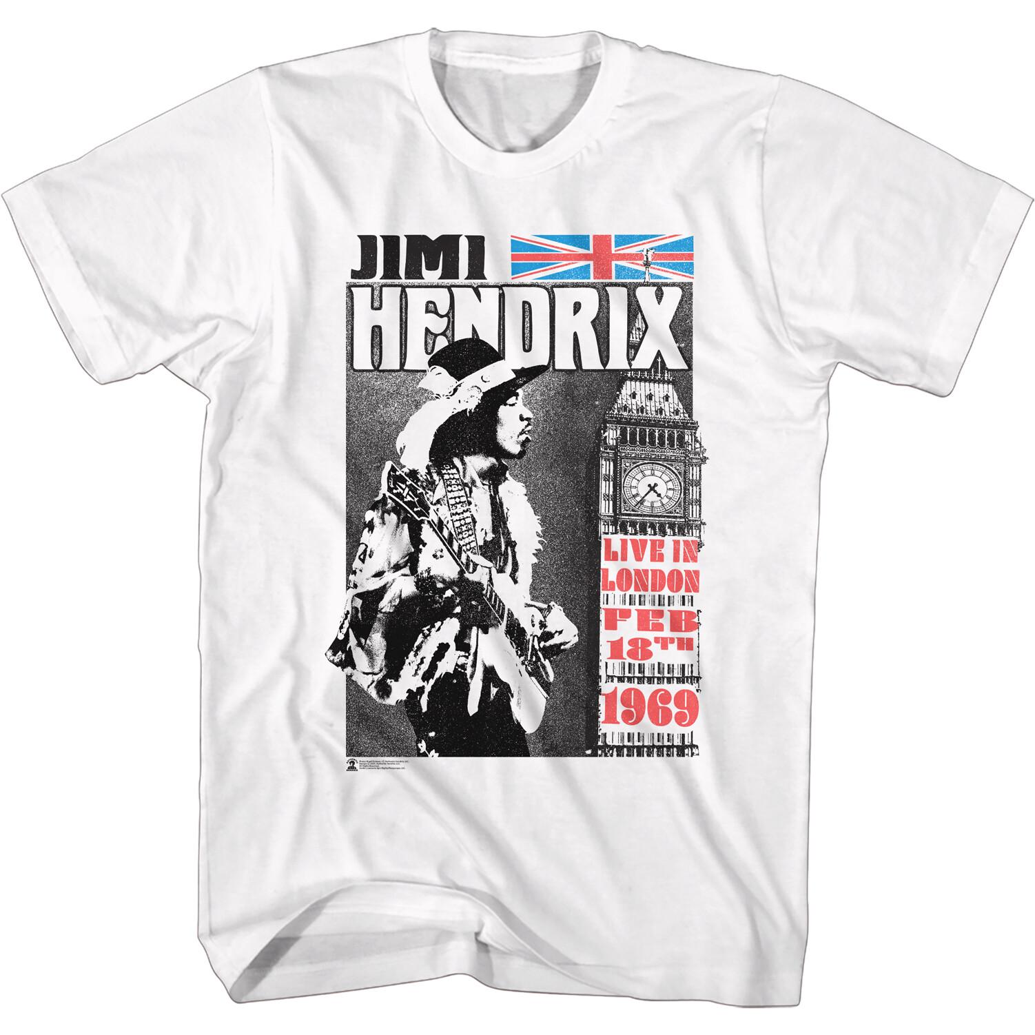 Jimi Hendrix Live In London Feb 18th 1969 Men s T Shirt Rock Music Merch XXL