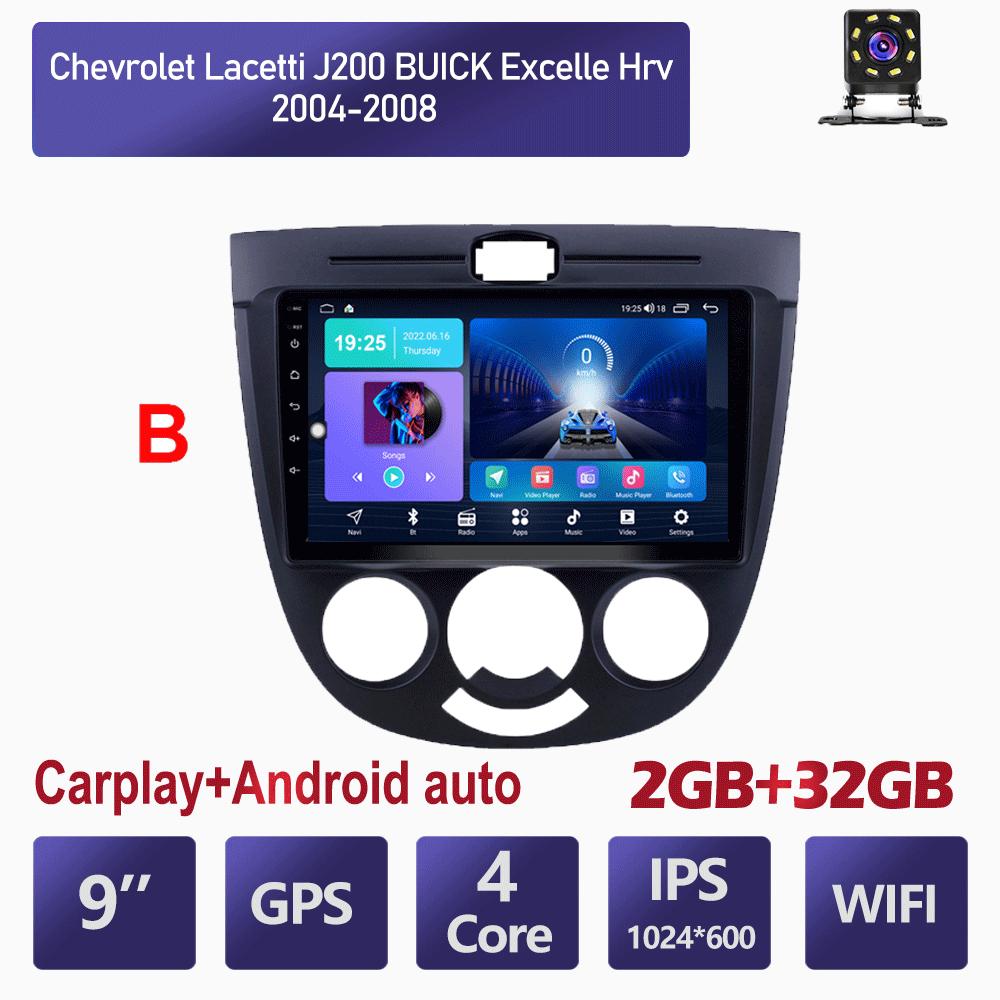 

9-дюймовый автомобильный стерео радио Carplay для Chevrolet Lacetti J200 2004-2008 Android автомобильный мультимедийный видеоплеер GPS-навигация WIFI 4 + 64 ГБ 2+32GB,black