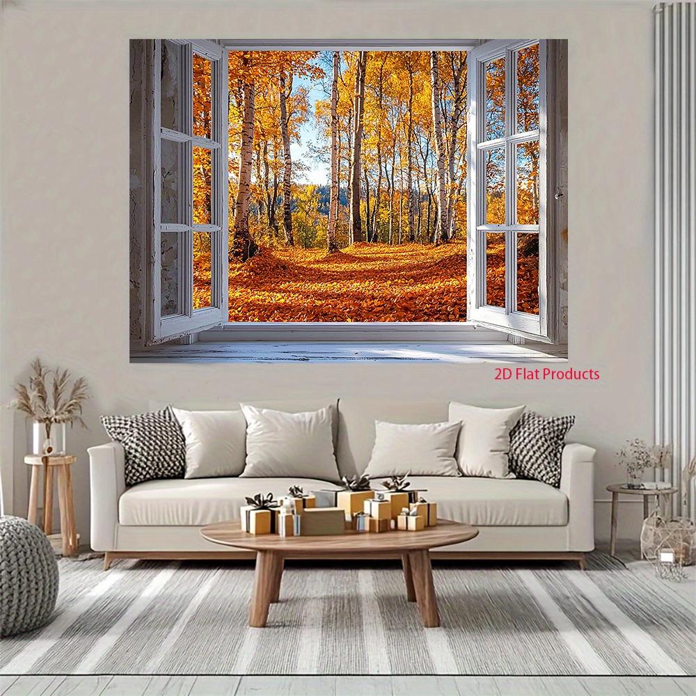 2D flat product, 1 piece - Autumn Forest Scenery, Printed Banner Background, Party Decoration