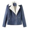 Chaquetas De Mujer De Cuero Sintético, Cuello De Solapa Recortado, Forrado De Franela, Abrigo Corto Cálido, Bombardero De PU, Trajes De Motociclista, Invierno, Otoño, Moda, Outwear