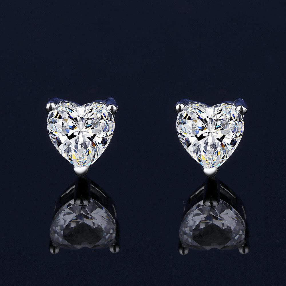 S925 Sterling Silver Moissanite Heart-Shaped Stud Earrings - Korean Style, High-End Jewelry