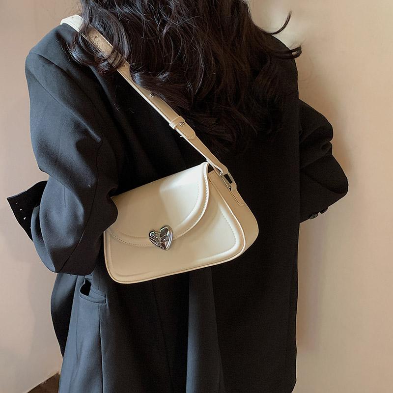 Love Buckle Silver Crossbody Shoulder Bags For Women Small Purse PU Leather Female Handbags