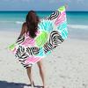 1 Quick Dry Lightweight Oversized Beach Towel - Modern Digital Printed Zebra Pattern With Neon Decor For Beach, Pool, Camping