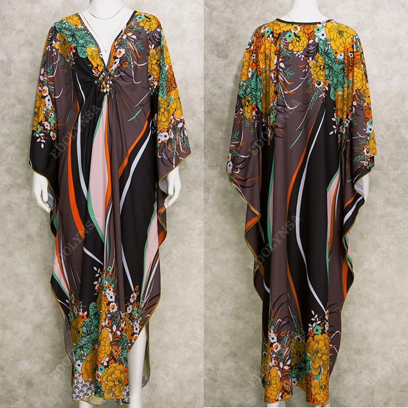 2022 Print Cover-ups Sexy Hand Weaving Deep V-neck Summer Beach Dress Tunic Kaftan Women Beachwear Swimsuit Cover Up Robe De Plage Q1289