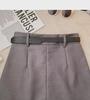Fustă coreeană gri 2024, subțire, cu linie A, cu talie înaltă - fustă scurtă anti-expunere pentru femei de primăvară