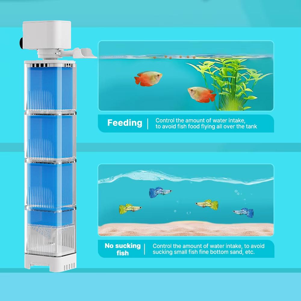 6in1 220v Aquarium Filter Pump Fish Tank Submersible Silent Air Oxygen Aerator Internal Water Pump Aquarium Air Pump Wave Maker