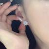 Xiaohongshu Snowflake Zircon Stud Earrings - Japanese & Korean Style, Women's Sweet Christmas Earrings