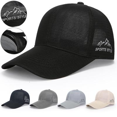 Men's Hat Summer Thin Net Cap Velcro Middle-Aged Baseball Cap Outdoor Sun Hat