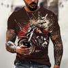 Men's Motorcycle Pattern T-shirt 3D Printed Round Neck T-shirt Casual Loose Men Quick Drying Breathable Comfortable