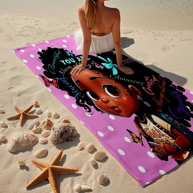 Zwarte Prinses Magische Feest Strandlaken, Super Zacht Microvezel, Cadeau voor Haar/Hem, Verjaardag, voor Zwembad, Strand, Reizen, Huisdecoratie Fan cadeaus