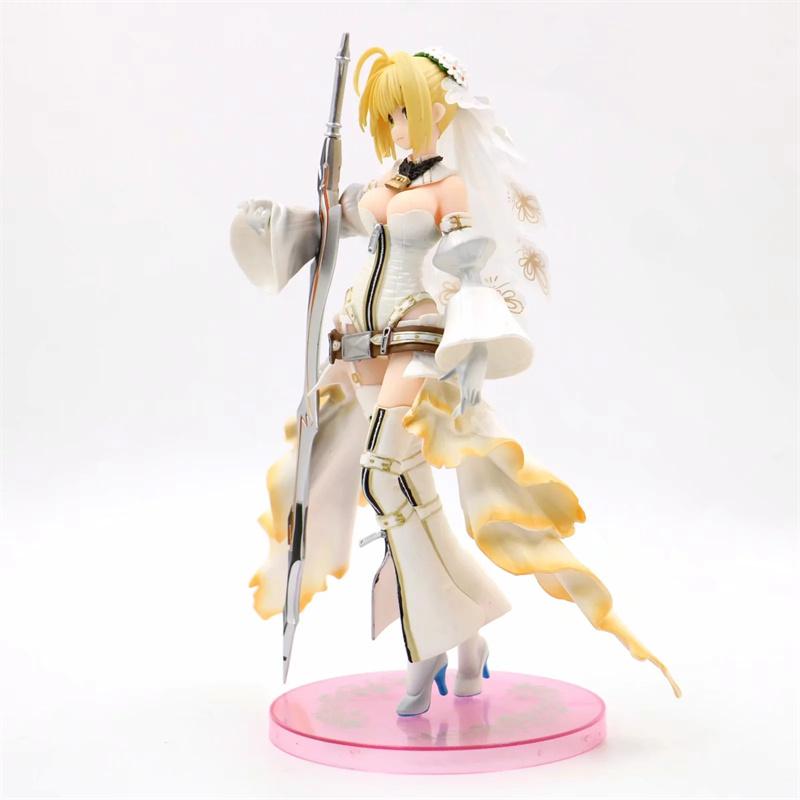 23 cm Anime Fate/Grand Order Saber Arturia Pendragon Alter Wedding dress PVC  Figure Model Toys Exquisite decoration