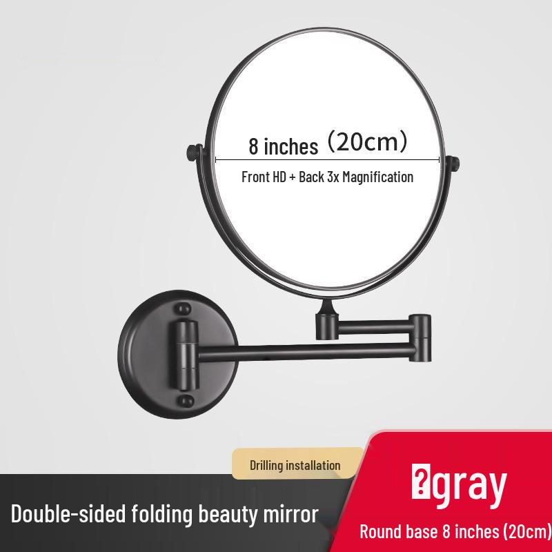 Wall-Mounted Folding Lighted Makeup Mirror for Bathroom or Dormitory