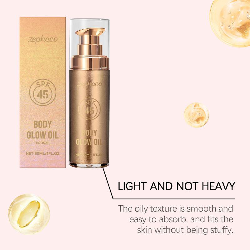 

Spf45 Coconut Body Shimmer Oil Glowing Skin Moisturizing Sunscreen Prevent Uv Refreshing Lasting Fragrance Glitter Oil 1pcs