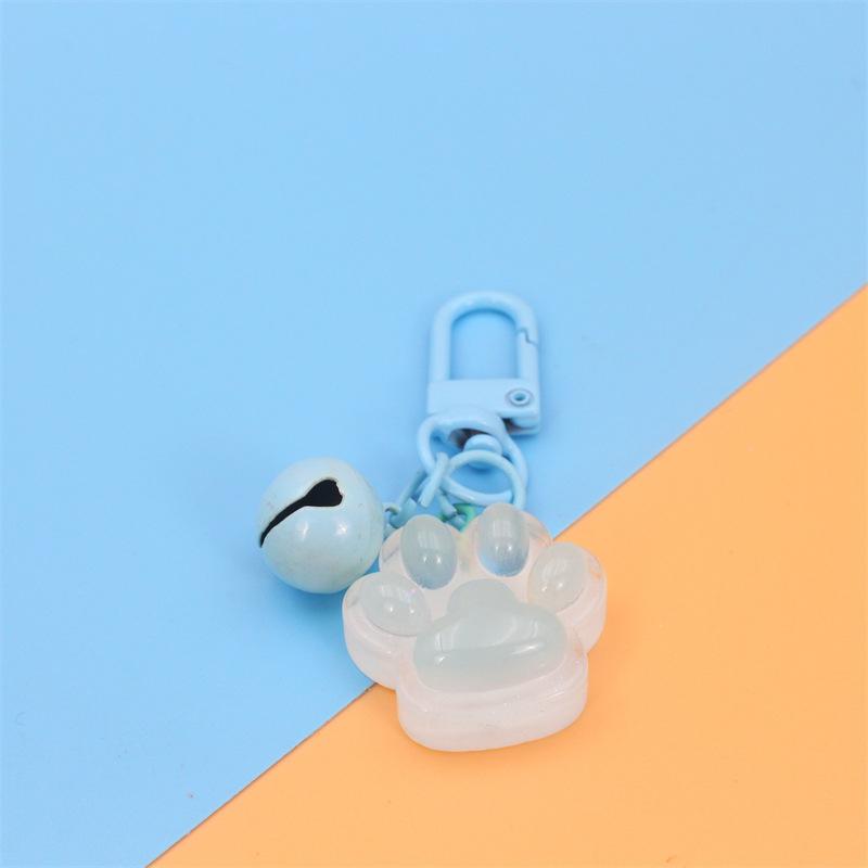 Creative Luminous 3D Cat Paw Pendant Keychain Cute Cartoon Cat Paw Keyring Exquisite Handbag Decoration Accessories Gifts